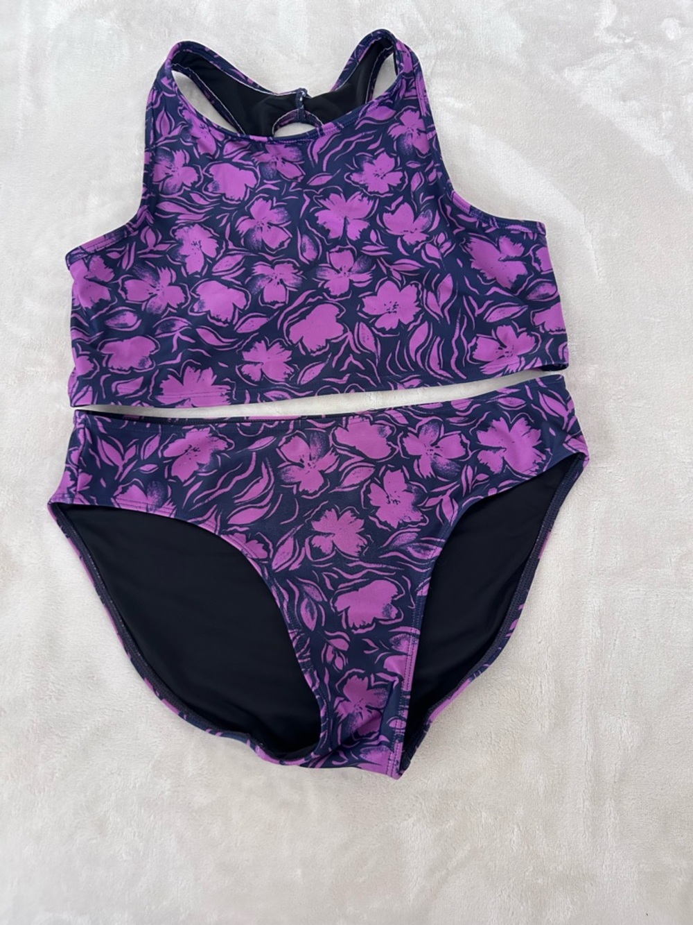 Zella Purple Floral Two-Piece Swim Set for Kids